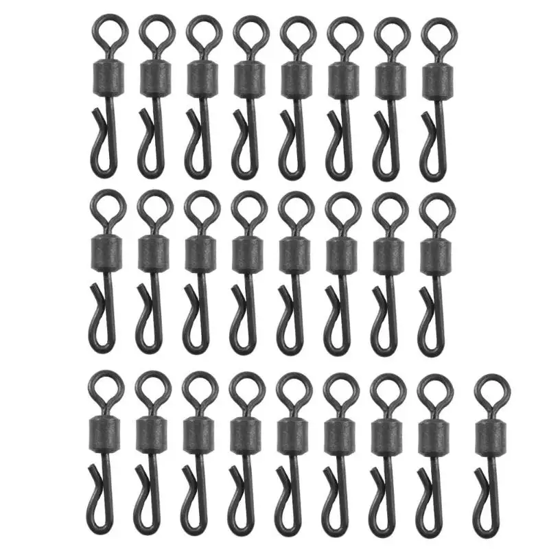 

25Pcs/Lot Large Long Body Q-Shaped Black Quick Change Swivels for Carp Fishing Accessories Size 4# Fishing Terminal Tackle Pesca