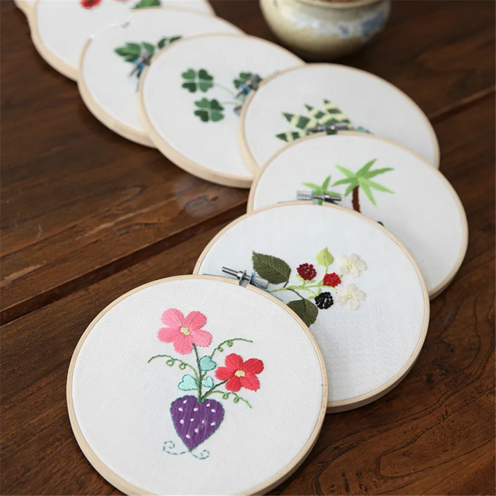 

1Set New Embroidery DIY Manual Beginner Novice Production Three -Dimensional Cloth Creative Embroidery Flower With Frame