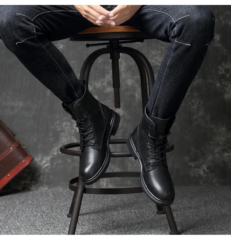 Зимние ботинки «милитари», мужская обувь, кожаные мужские ботинки, брендовые меховые ботинки для мужчин, осенне-зимняя обувь, zapatos hombre, размеры 38-48
