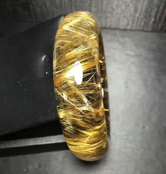 

Genuine Natural Brazil Gold Rutilated Quartz Woman 20x13MM Crystal Healing Bangle Inner Diameter 56mm Certificate AAAAAA