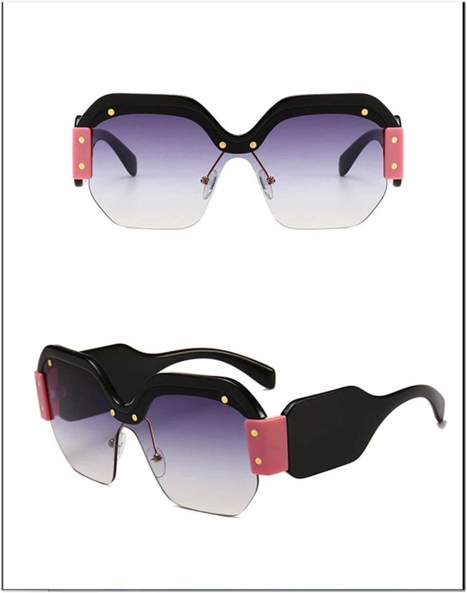 jumlai Oversized  punk Sunglasses Women Big Frame Square Sun glasses Brand Designer Fashionable Unique modeling Eyewear Cool (5)