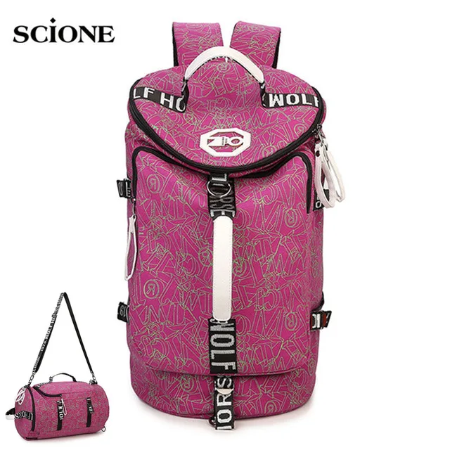 Cheap Waterproof Canvas Gym Bags Backpack Fitness Shoulder Bag Yoga Travel Backpacks Outdoor Sac De Sport Women Men Round Pack XA66WA