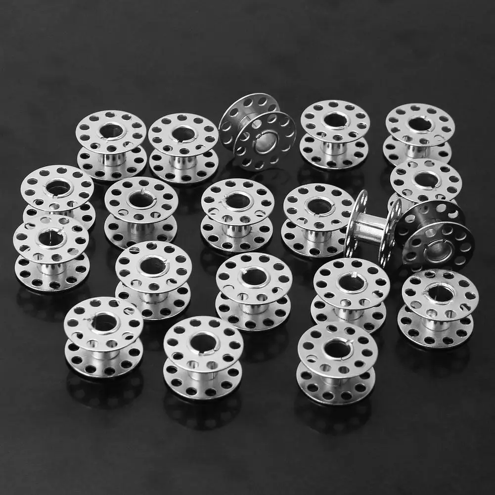 20pcs Silver Stainless Steel Sewing Machine Bobbins Spools for Brother