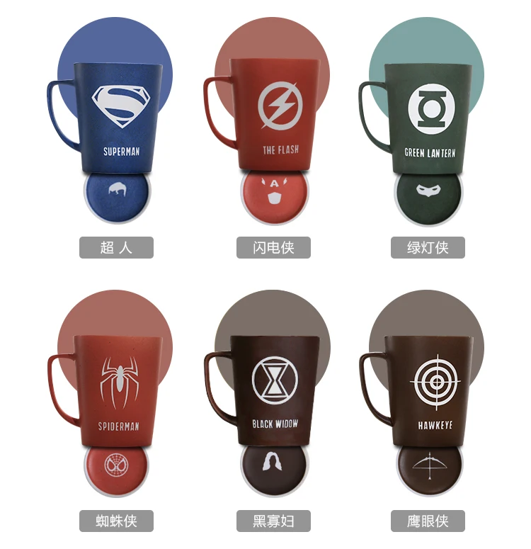350 мл кружки "Мстители" с логотипом супергероя Marvel керамическая чашка Железный человек Халк Человек-паук чашка для кофе и молока подарок ребенку на Рождество