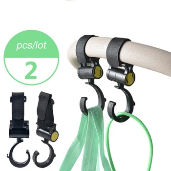 

2pcs/lot Baby Stroller Accessories Hooks Pram Rotate 360 Degree Kids Cart Multifunction Plastic Black Convenient Hanger Bag Hook