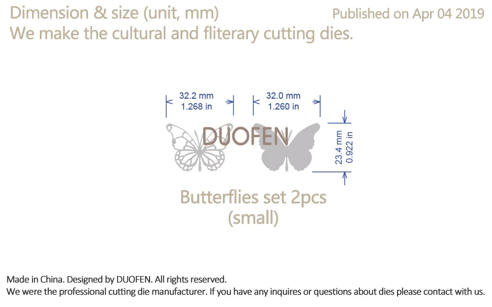 DUOFEN металлические режущие штампы 2 шт набор бабочек трафарет Сделай Сам скрапбук бумажный альбом Новинка