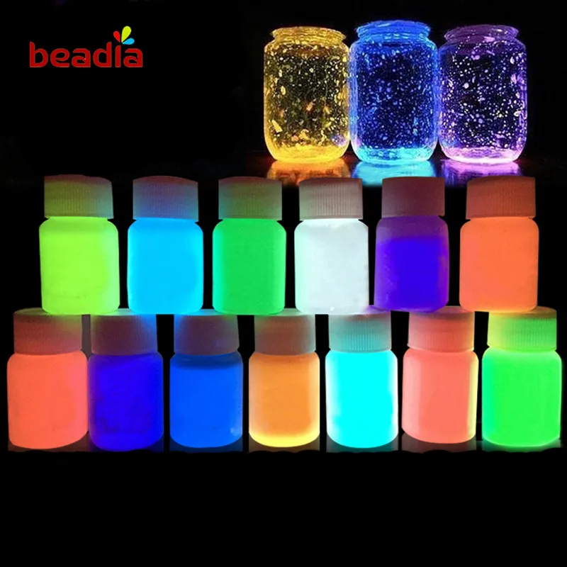 

10 grams Eco-friendly Without Radiation Neon Phosphor Powder 12 Colors Dust Luminous Pigment Fluorescent Powder Glow in the Dark
