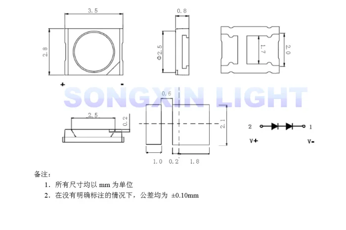 100 шт./лот Jufei 3528 SMD LED 2835 6V холодный белый 96LM для ЖК телевизора подсветка приложения