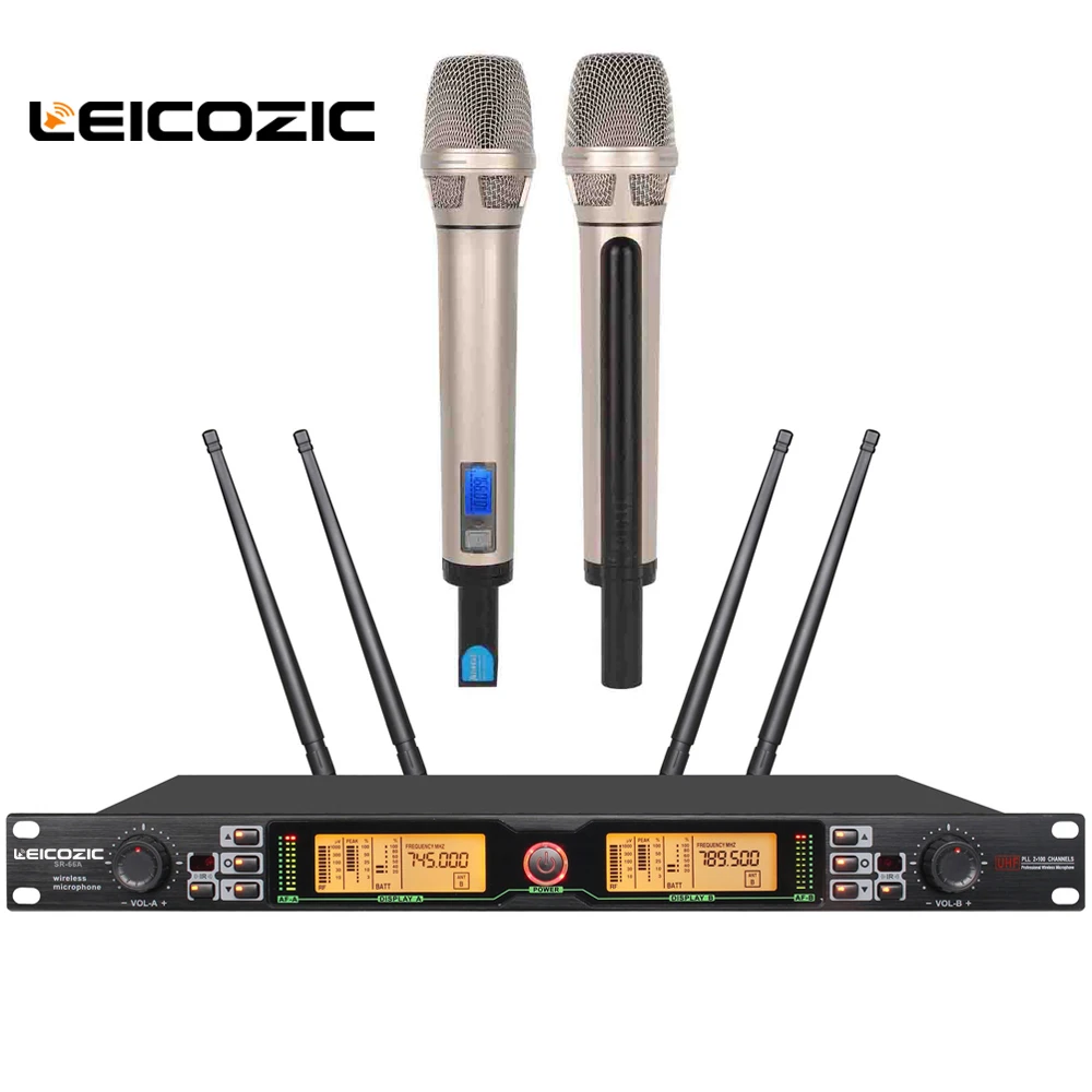 Leicozic Professional UHF Wireless Stage Microphone Mic System Dual