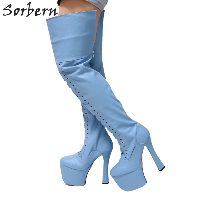 Sorbern Light Sky Blue Matt Thigh High 