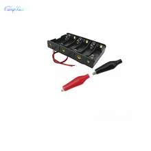 50Pcs 6xAA Battery Case Holder Socket Wire Junction Boxes With 15cm Wires, Black+Red Crocodile Alligator Clip