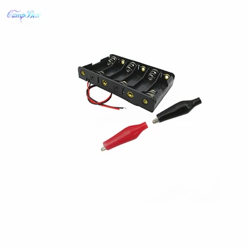 

50Pcs 6xAA Battery Case Holder Socket Wire Junction Boxes With 15cm Wires, Black+Red Crocodile Alligator Clip