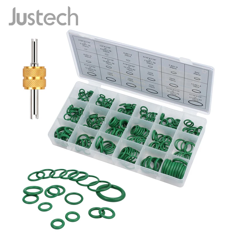 Justech 270 шт. набор уплотнительных колец инструмент для удаления сердечника клапана 18 размеров кондиционер уплотнительное кольцо ассортимент уплотнительных колец набор
