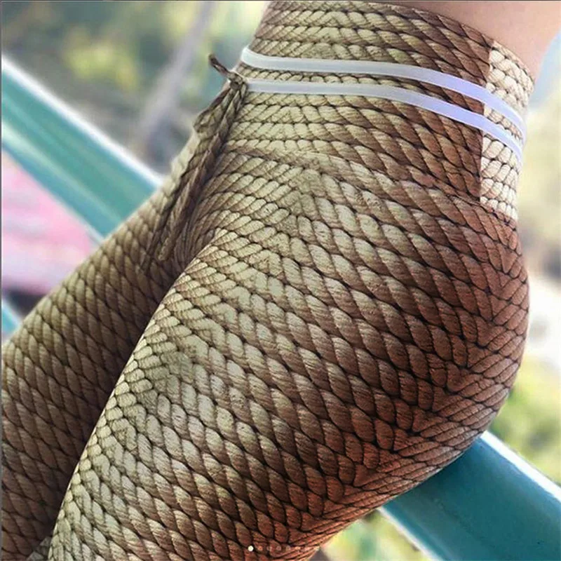 

New Original Knit Printing Leggings with 2 Yellow String on Waist and Colorful String Front Drop Shipping Leggin