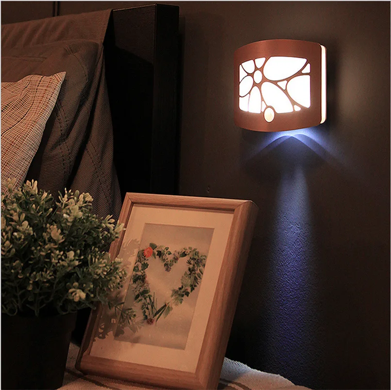 Wireless Infrared Motion Sensor Wall LED Night Light Novelty AA Battery