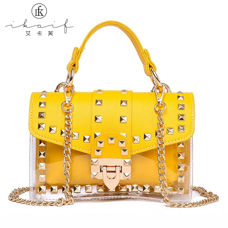 

2019 Design Luxury Brand Women Transparent Bag Clear PVC Jelly Small Totes Messenger Bags Female Crossbody Shoulder Bags