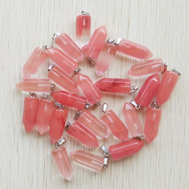 

Wholesale 50pcs/lot 2017 fashion good quality watermelon red stone hexagonal pillar charms pendants for jewelry making free