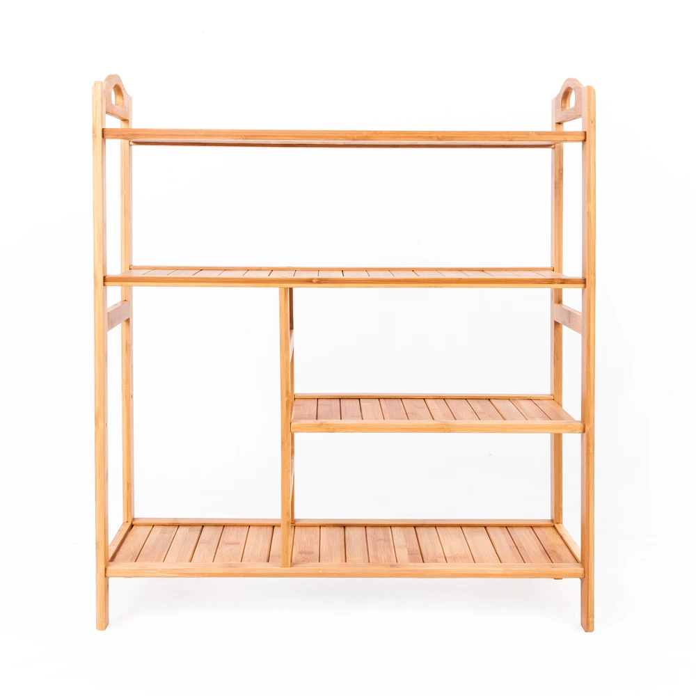 4-layer Portable Bamboo Board Boot Shoe Rack Wood Color (1)