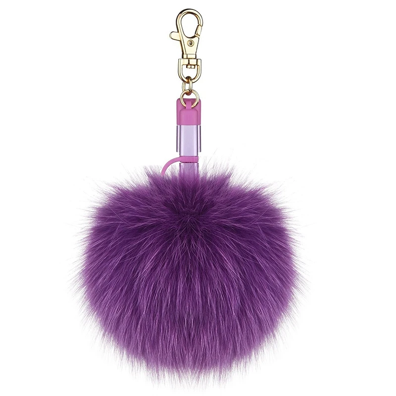 

Applicable For Iphone Android 2 In 1 Fast Data Charging Cable Mao Mao Ball Mobile Phone Charging Line Gift Line Ladies Bag Jew