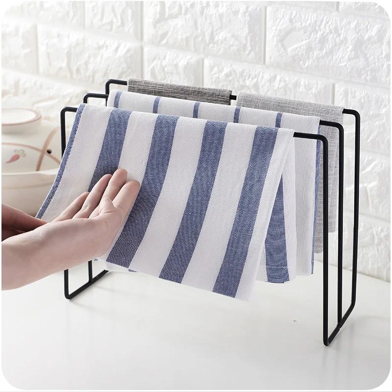 Japanese stlye wrought iron desktop towel rack tea cloth hanger holder