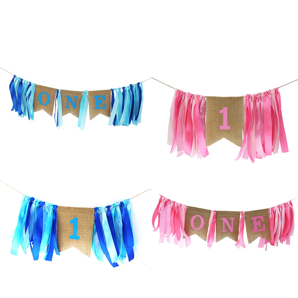 

Fashion Baby 1st Birthday Banner Flag Monthly ONE Year Bunting Garland Baby Shower for Boy Girl First Birthday Party Decoration