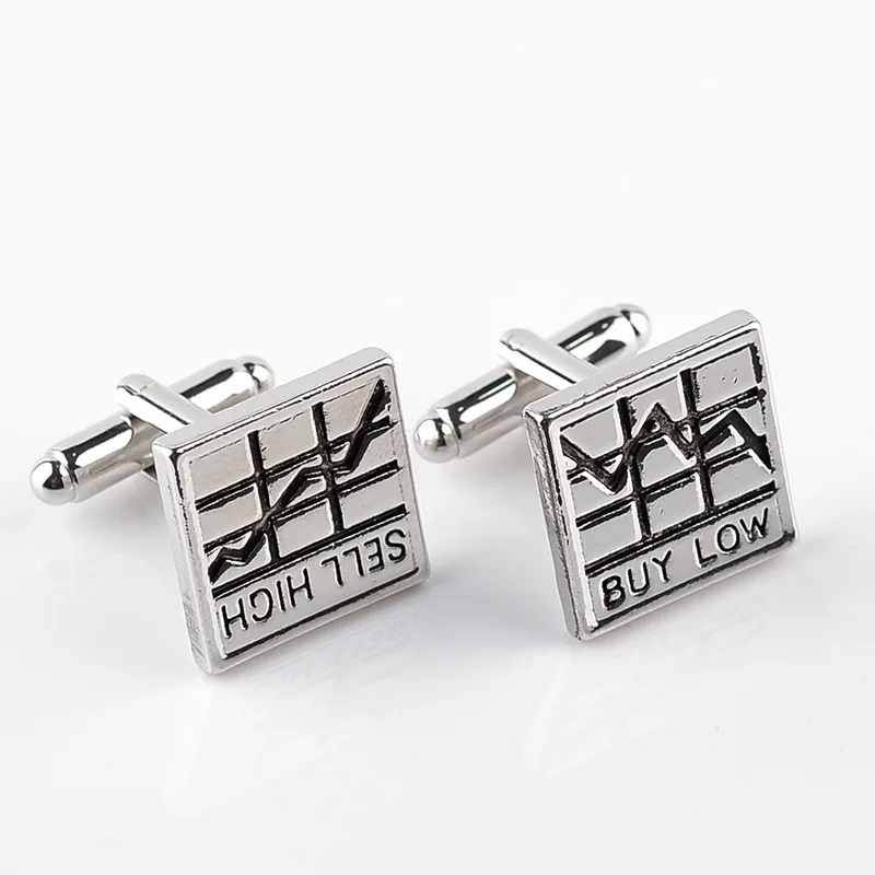 

Vintage Sell High Buy Now Stock Market Cufflinks For Men Shirt Cuff Buttons Business Sleeve Nail Steel Brothers Gift For Friend