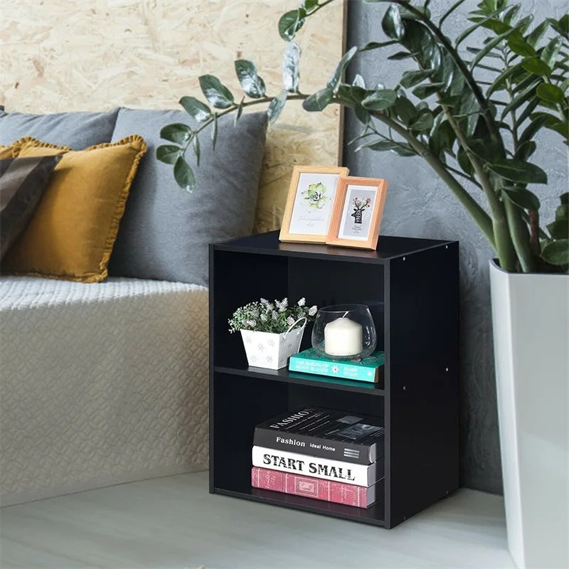 

2 Tier Open Storage Cabinet for Nightstand and Sofa Side 2 large-capacity Storage Spaces MDF p2 Veneer Anti-wear HW60188