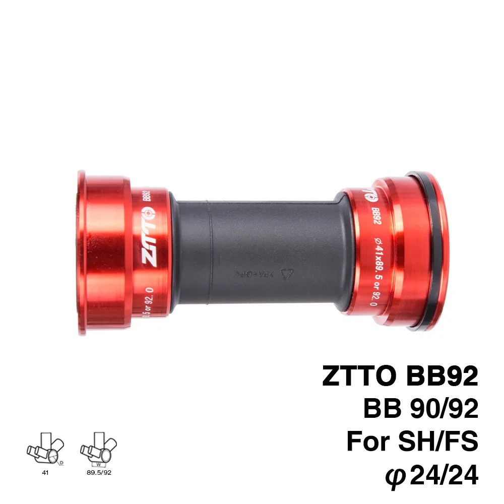 ZTTO BB92 MTB Нижний Кронштейн BB92 BB90 дорожный велосипед пресс подходит нижние кронштейны для 24 мм шатуны цепи - Цвет: BB92-Red