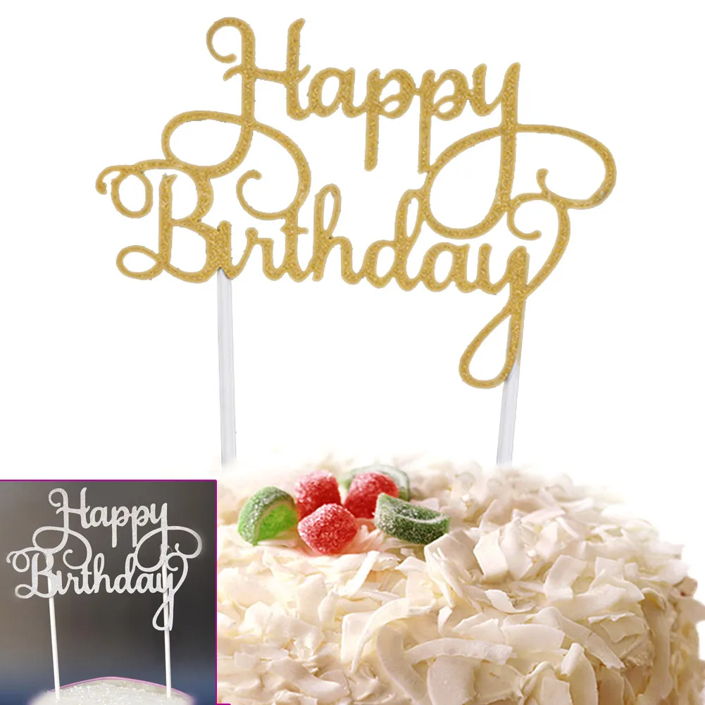 Новый кекс торт Топпер флаги с надписью Happy Birthday двойная палка для семьи день