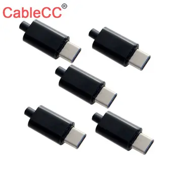 

Xiwai CableCC DIY 24pin USB 3.1 Type C USB-C Male Plug Connector SMT type with 3.5mm SR and Housing Cover White Black