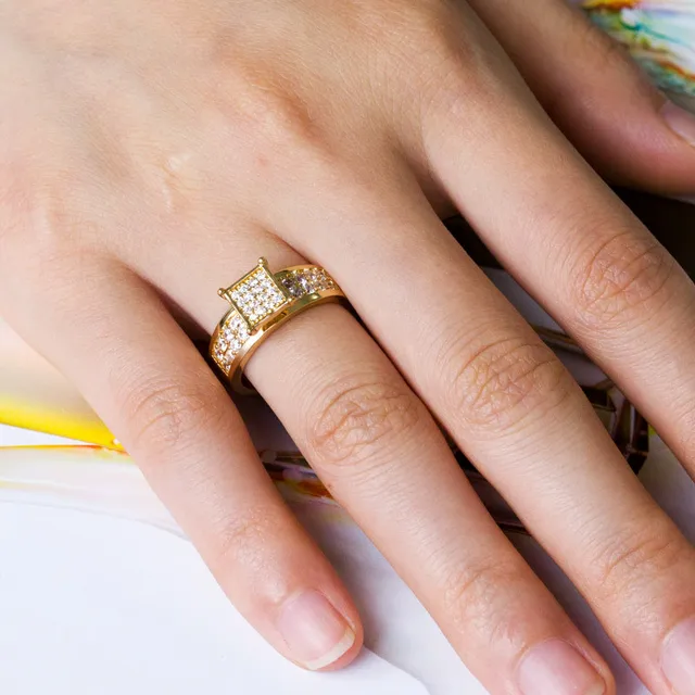 Modyle 2018 New Design Gold Color Round Rings for Women Engagement Wedding Clear AAA Zircon Jewelry Bague Bijoux Size 6 7 8 9 10