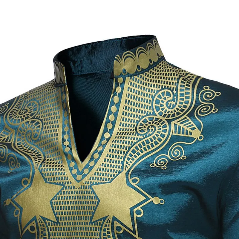 LITTHING Мужская рубашка Дашики в африканском стиле мужская рубашка с модным этническим принтом мужская Тонкая Рубашка с длинными рукавами мужские рубашки