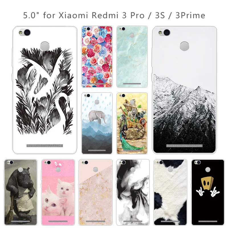 Для Xiaomi Redmi 3 Pro 3s чехол для телефона с рисунком в виде животного прозрачная задняя