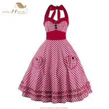 SISHIOH Women Plaid Dress Plus Size Summer Clothing 2017 Retro Swing Short Pin up Vintage 60s