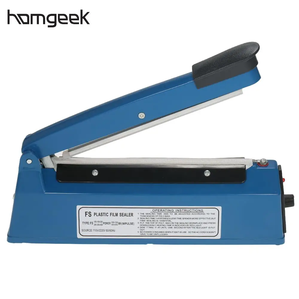 

Homgeek 220V 50Hz Manual Plastic Film Sealer Machine Heat Impulse Sealer Poly Bag Plastic Film Sealing Machine for Home Kitchen