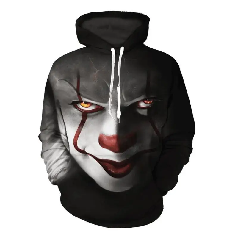 

Men Horror Clown Autumn Drawstring 3D Printed Hoodies Men Women Couple Hoodies 3D Print Hoody Casual Pullovers Streetwear Tops