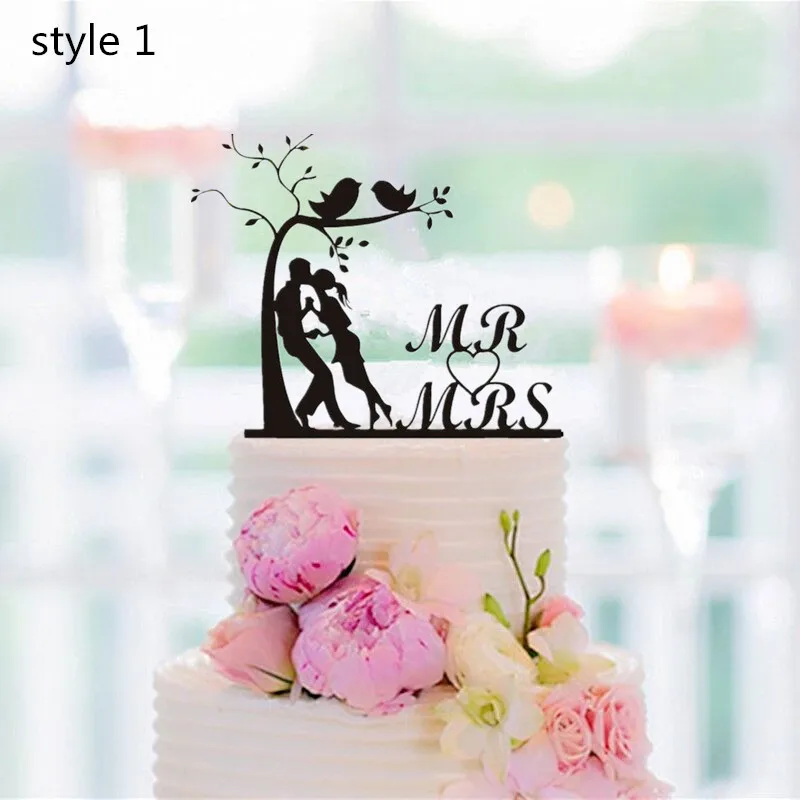 Wedding-Cake-Topper-Silhouette-Bride-and-Groom-Elegant-and-romantic-MR-MRS-With-Tree-and-birds__