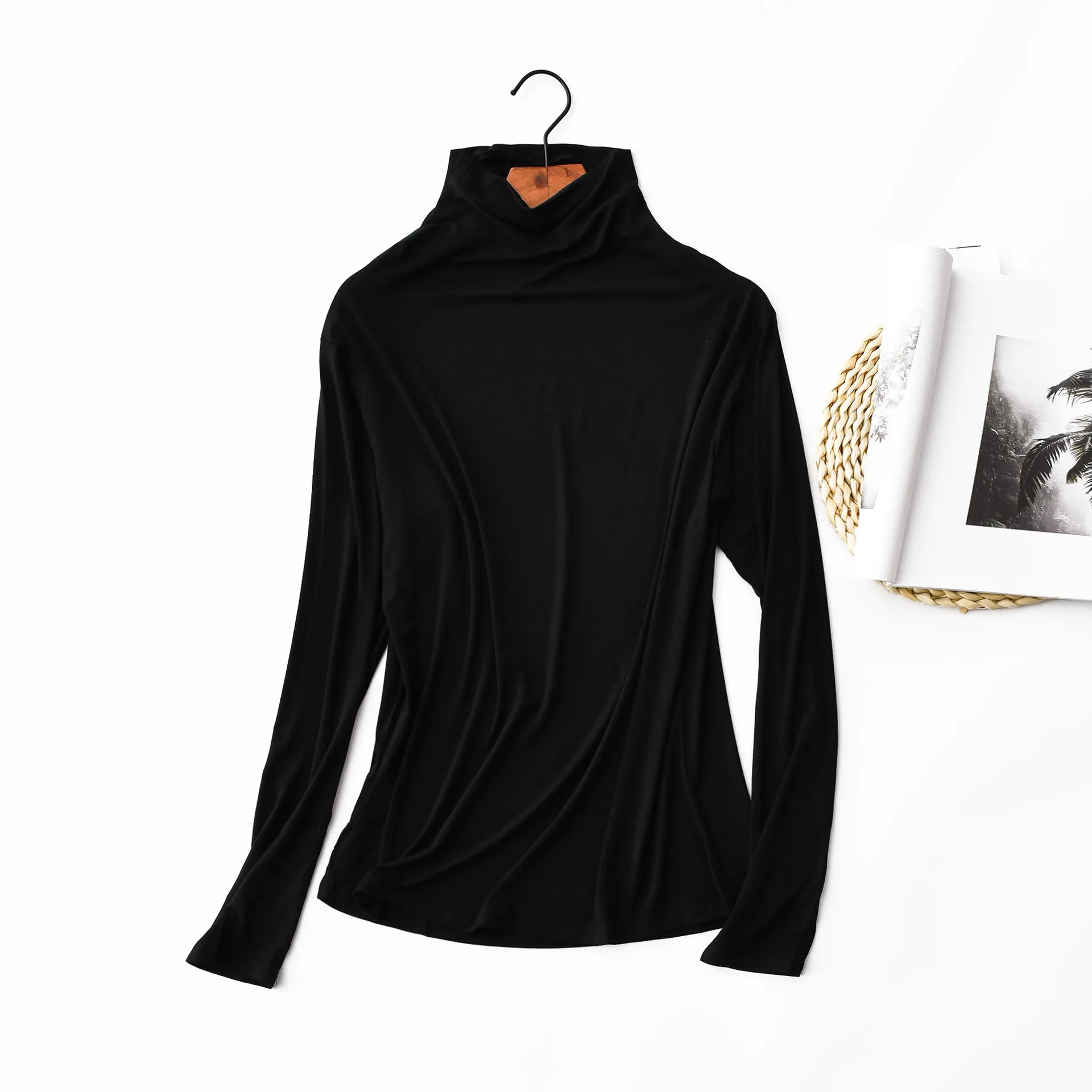 Женская футболка Харадзюку футболка с длинным рукавом Женские топы модная Рабочая Блуза свободная футболка Camiseta Mujer - Цвет: Черный