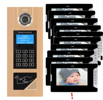 

XinSiLu Visual building intercom system doorbell 7" Video Door Phone w/t Inductive and Password Unlocking for 17-apartments