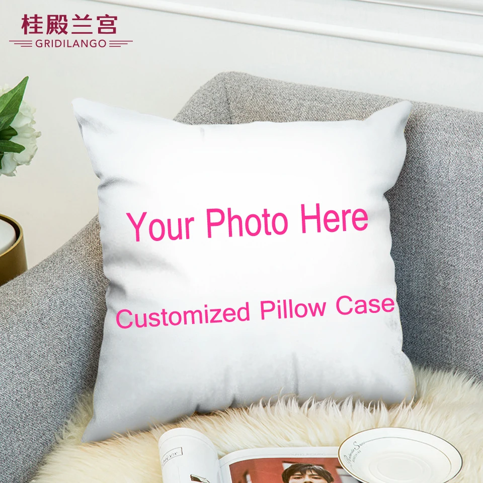 

GRIDILANGO Customized Cushion Cover Silk Double-Sided Throw Pillow Cover Cushion Case Sofa Decorative Pillow Dropshipping45x45cm