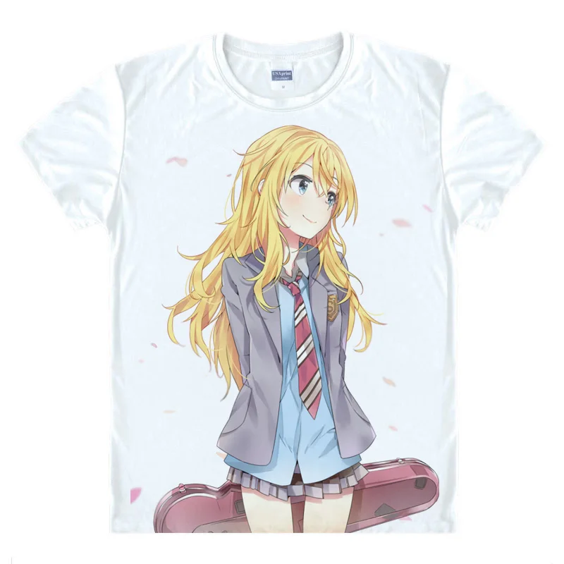 Style 10 Coolprint Футболка с изображением в стиле аниме kimiuso ваш ли в апреле Футболки для женщин короткий рукав Kousei Арима Каори покрасочные Косплэй хентай Рубашки для мальчиков - Цвет: Style 10