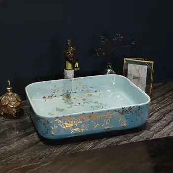 

Jingdezhen Basin, Round Basin, oval Household Washbasin, Ceramic art Artistic Washbasin bathroom sinks bowl rectangular