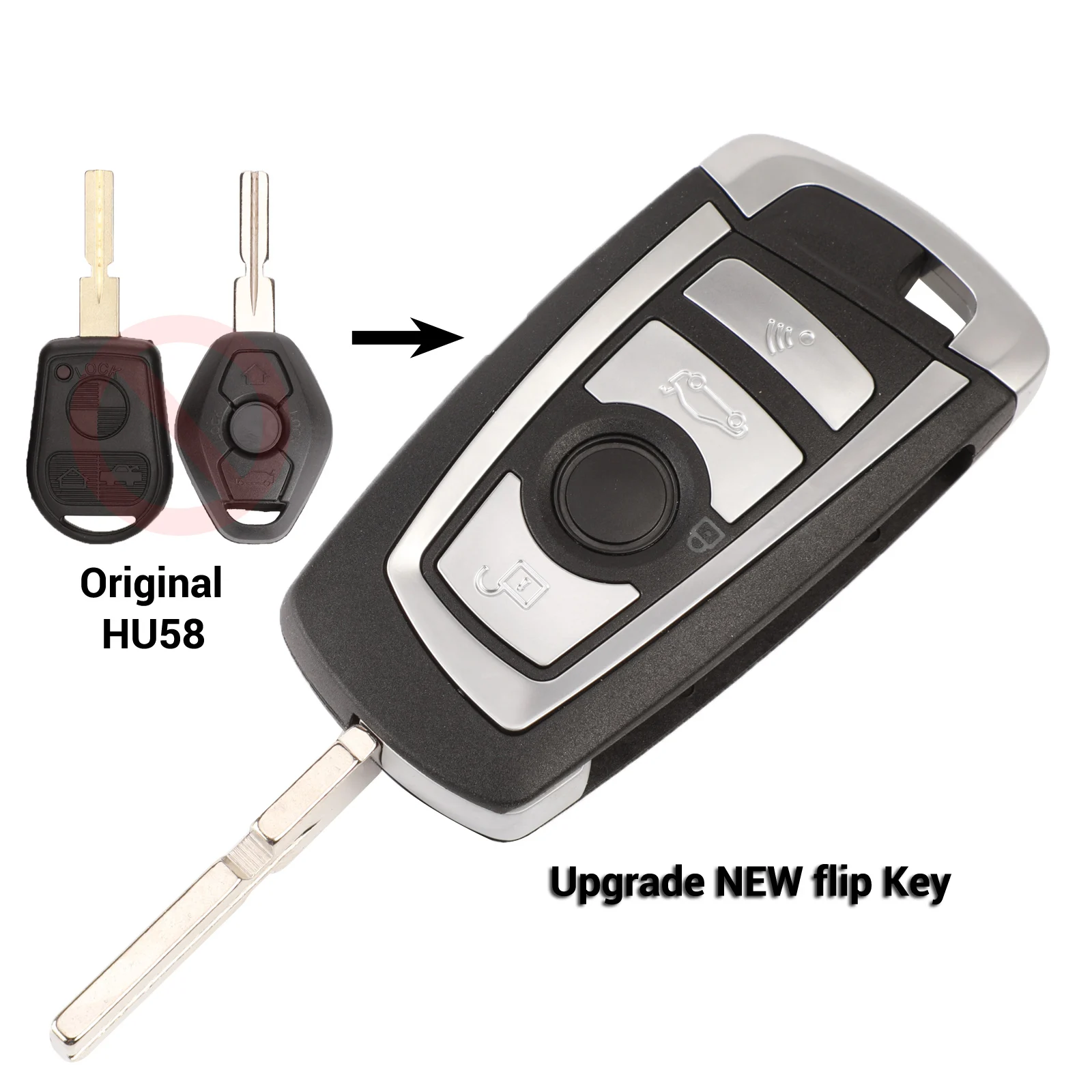 KEYECU 4 Button EWS Modified Flip Remote Key 315MHZ /433MHZ With 7935AA ID44 Chi