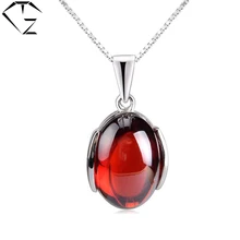 GZ S925 Solid Silver Garnet Red Stone Colgantes de Rubíes 100% Real pura Plata de Ley 925 Collares pendientes para Las Mujeres del Regalo del Día de P1