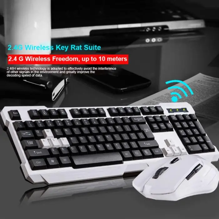 2.4ghz teclado de jogos sem fio usb mous nk-compras