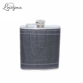 

LMETJMA 7oz Whiskey Hip Flask For Flasque Alcohol with Leather Travel Pocket Drink Flasks Liquor Mug Bottle with Box K0043