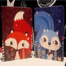 New arrive cartoon cute squirrel fox pattern leather cover for ipad mini 1 2 3 4 common brand quality tablet case with sleep