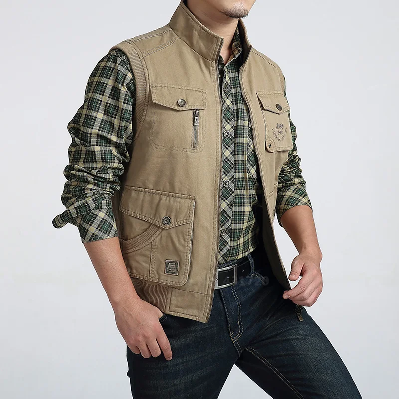 

Big Size 6XL Men Reversible Sleeveless Jacket Vest Outdoor Fishing Climbing Camping Photography Double Face Pocket Waistcoat Top