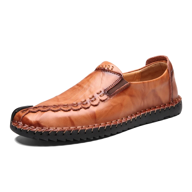 

DUDELI Men Flat Shoes Quality Split Leather Men Loafers Solid Black Breathable Slip-On Outdoor Men Driving Shoes