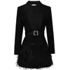 Blazer à plumes noires pour femme, veste élégante, à la mode, printemps-automne ► Photo 3/4